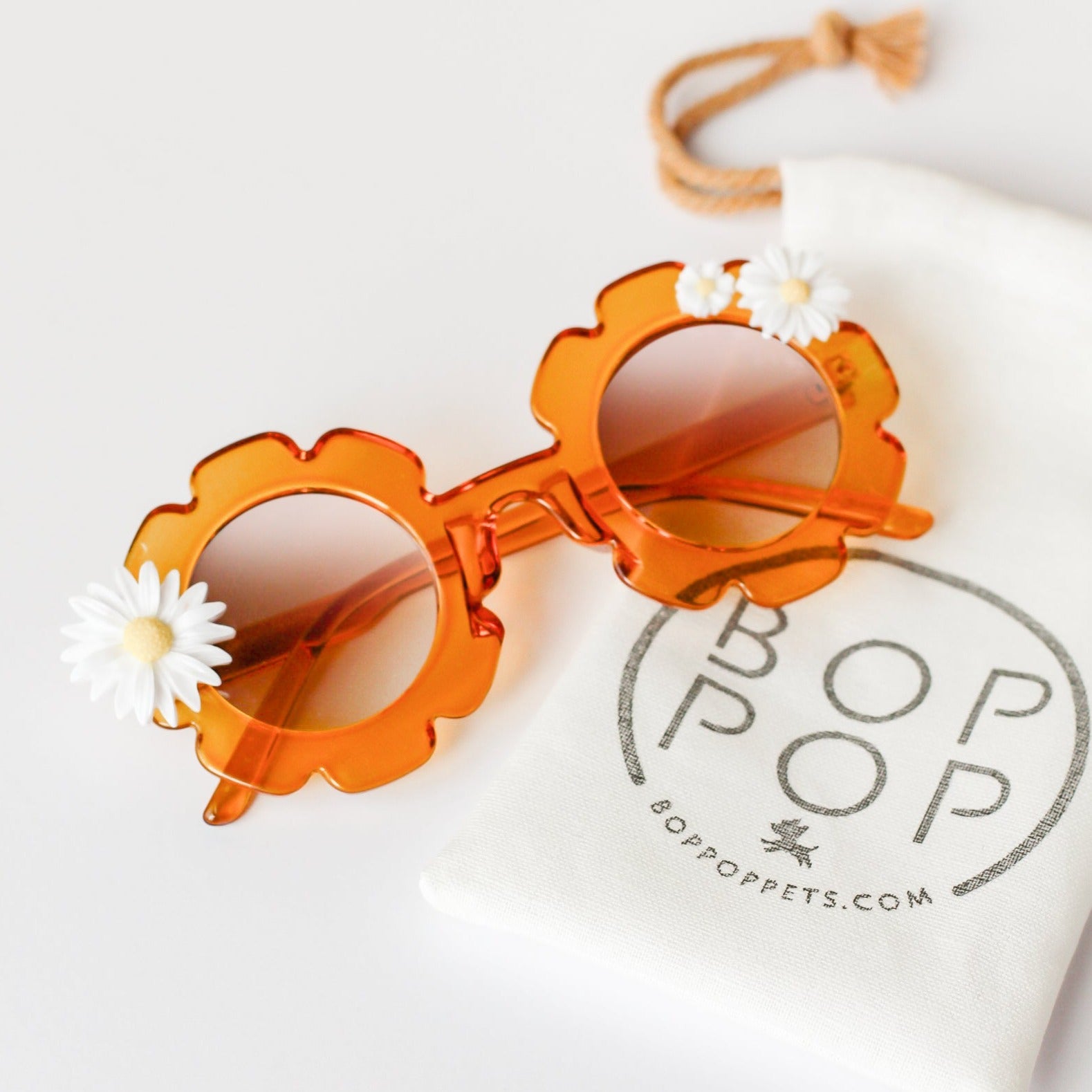 Sunglass Pet dog cat small size orange sunkiss peach grapefruit daisy flower summer look style acrylic custom sunnies pomeranian small breeds