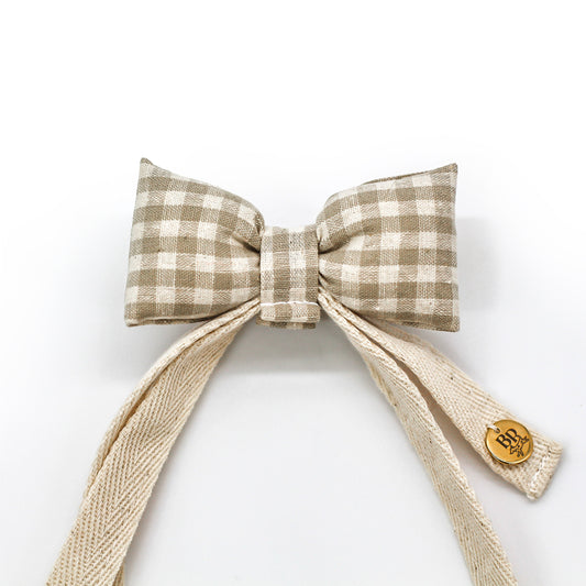 Hair Bow Headband in Tan Gingham for Dogs Cats | PARKER BOW