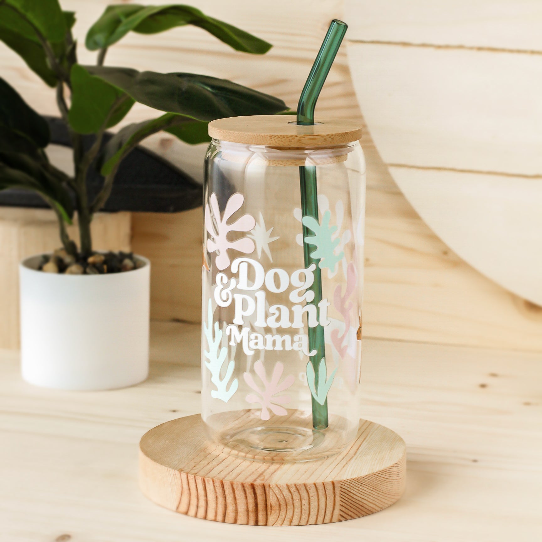 Dog Mama Glass, Lid + Straw