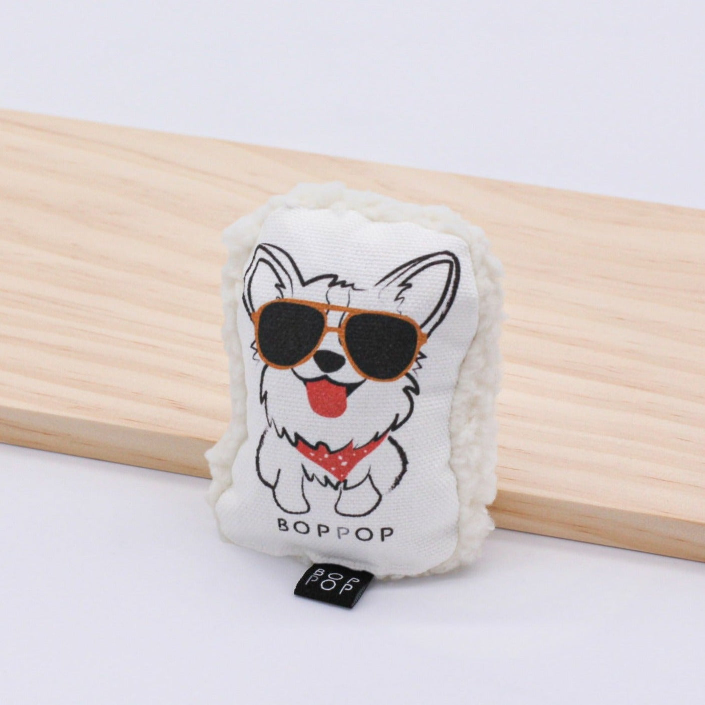 Corgi Dog Toy squeaker crinkle Organic Cotton Canvas Sherpa