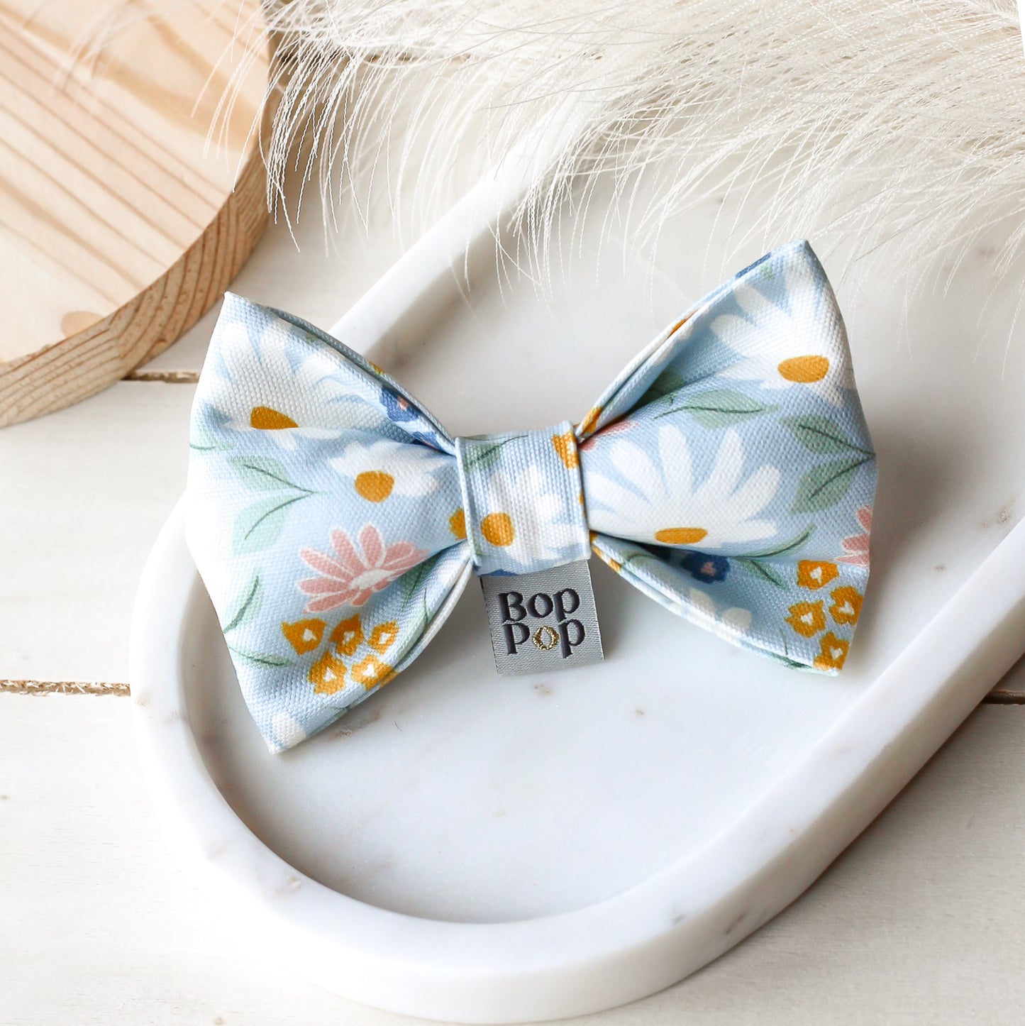 Daisy Flower Easter Bow Tie Pets Dog cats puffy dapper blue white pet apparel