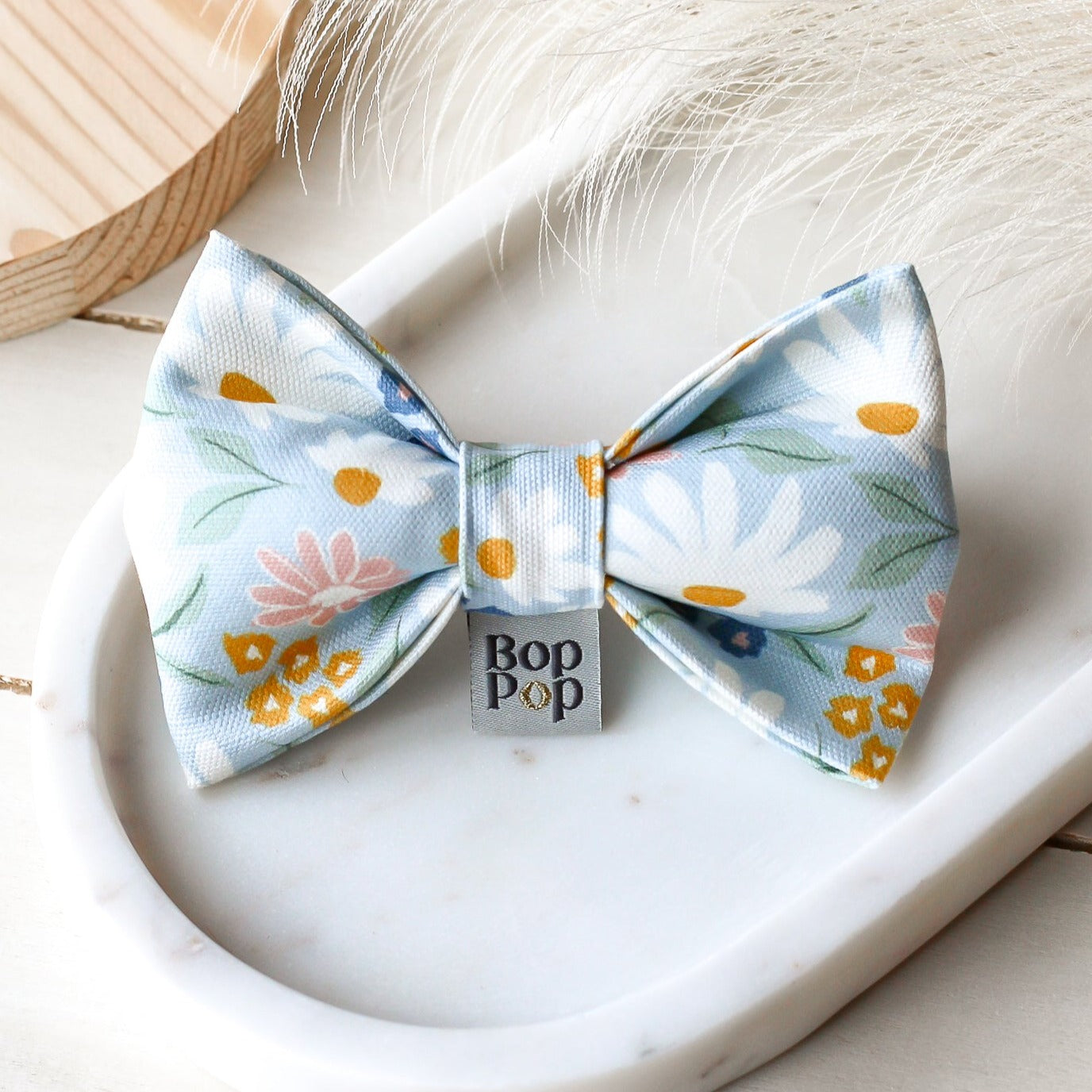 Daisy Flower Easter Bow Tie Pets Dog cats puffy dapper blue white pet apparel