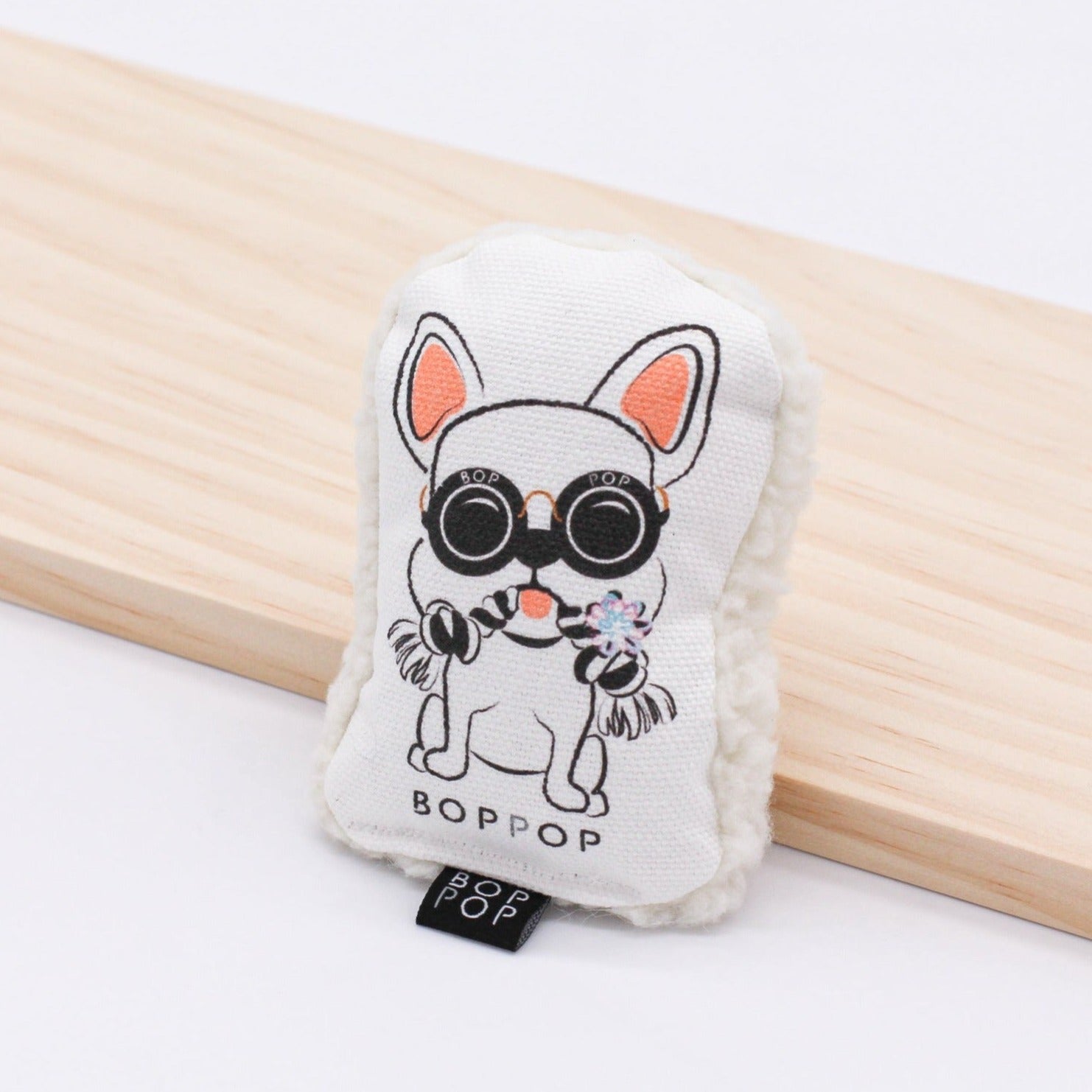 French Bulldog Dog Toy squeaker crinkle Organic Cotton Canvas Sherpa