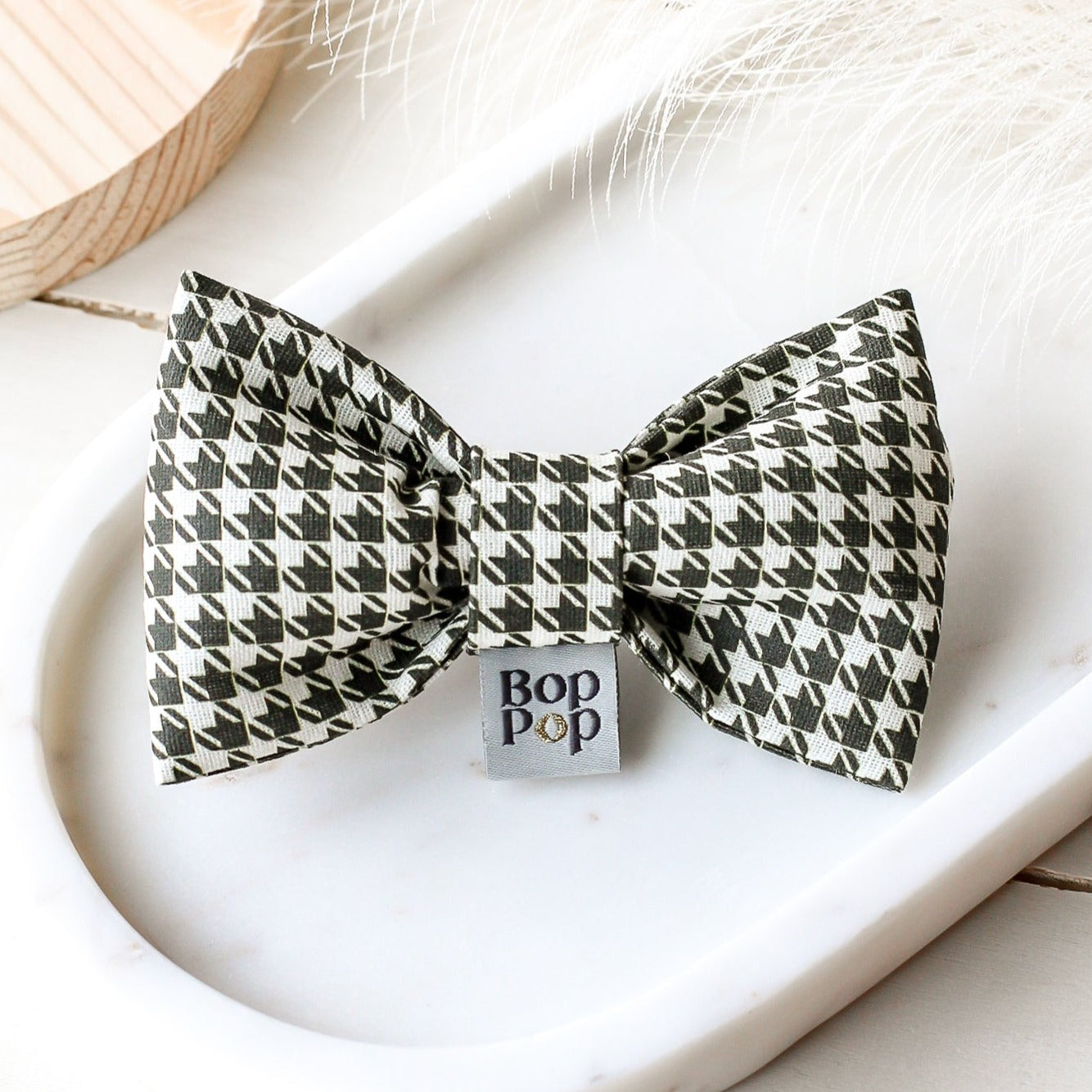 Black Hounds Tooth print Mini Bow Tie dog cat pet accessory