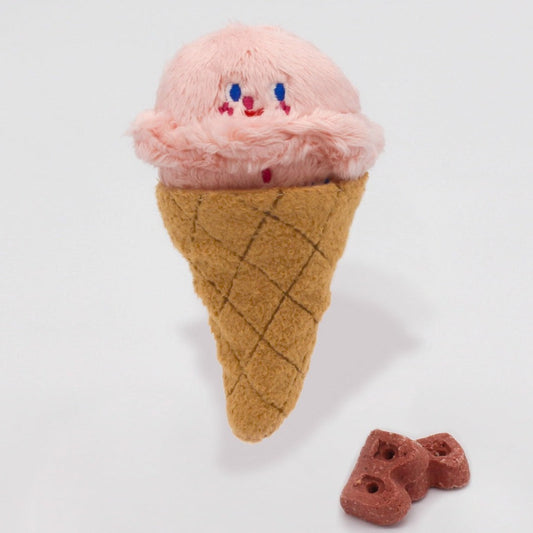 Pink Ice Cream Cone Dog Treat Toy