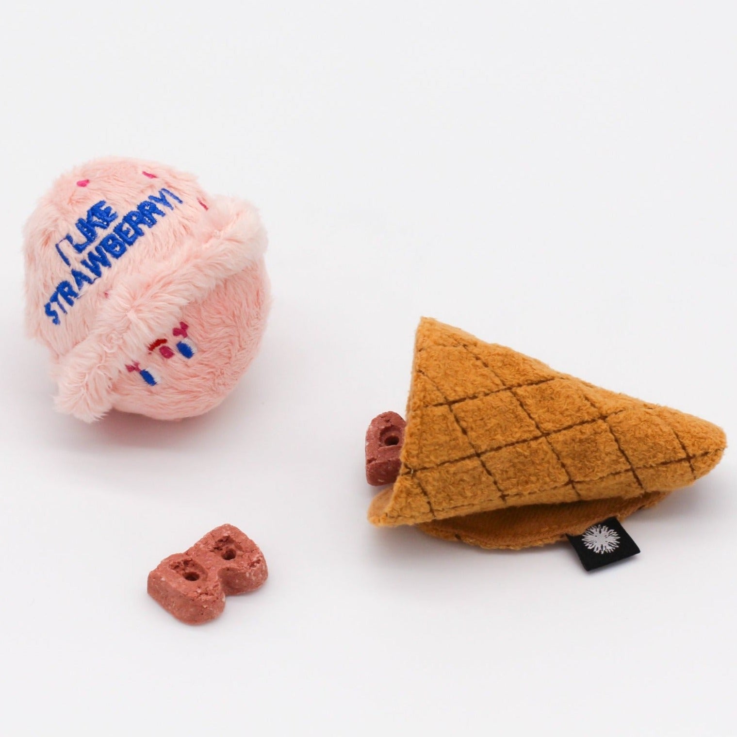 Pink Strawberry Ice Cream Cone Treat Dog Toy