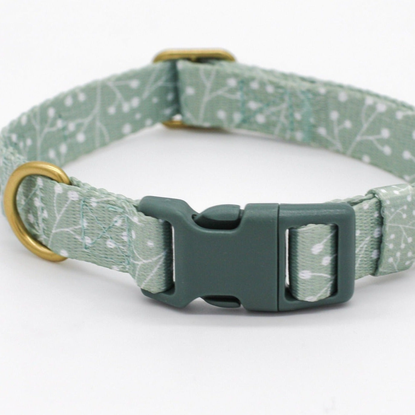 Dog Collar Modern Juniper Green Nylon Brass buckle