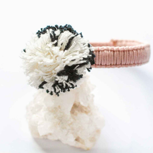 pet pom pom black white cotton ball for collar or bandana pet accessory 100% cotton handmade