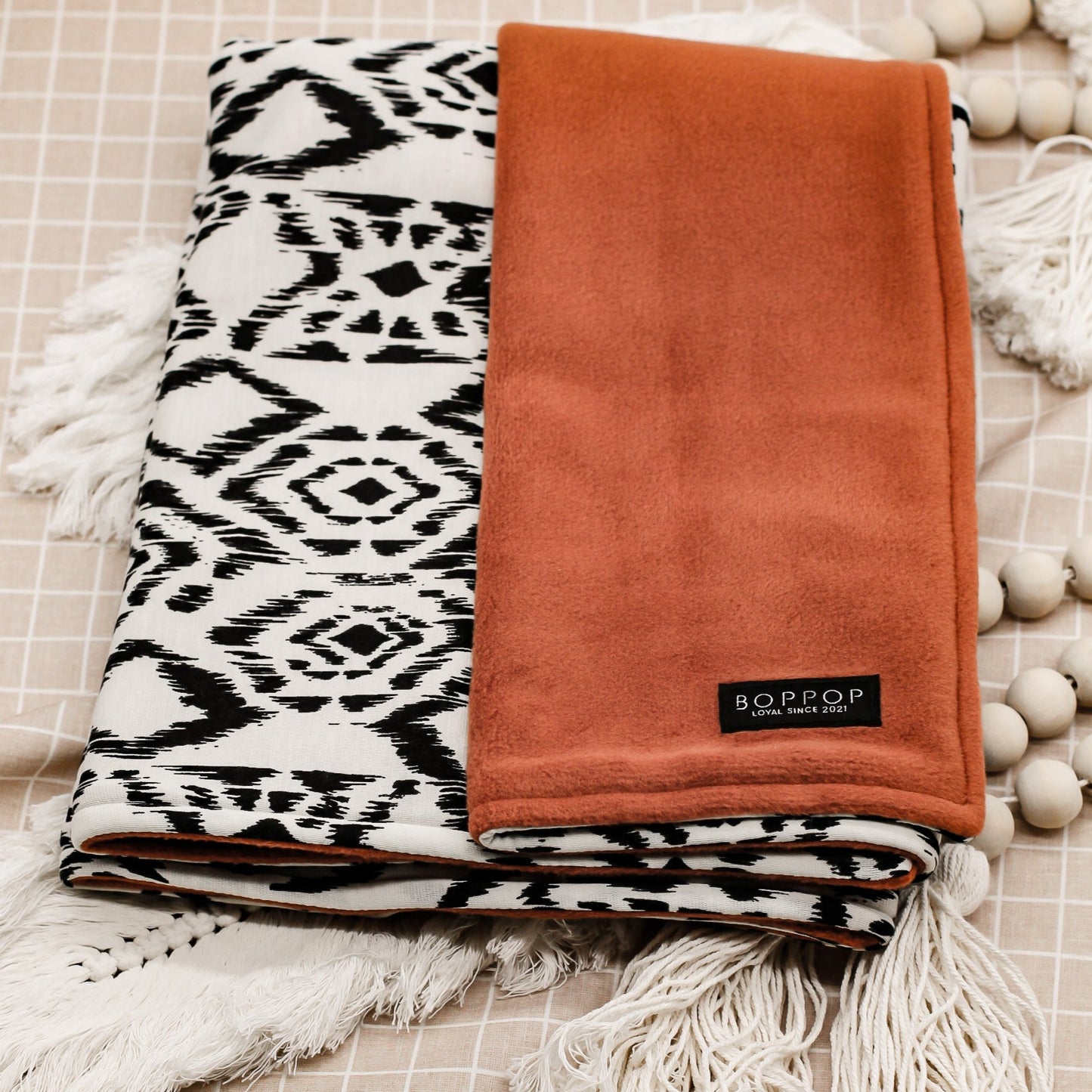 Rust Mini Pet Blanket Fleece Cotton Blend Winter Travel Portable