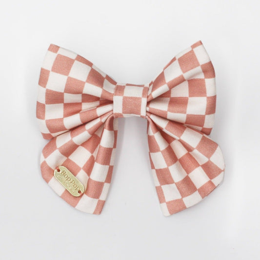 Pink Checkerboard Sailor Bow Tie Dog cat pet accessory apparel modern